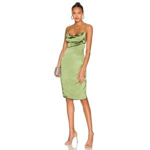 Superdown Billie Drape Midi Dress in Green